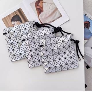 Miyake สไตล ใหม ญ ป นเรขาคณต Rhombus กระเป า Drawstring