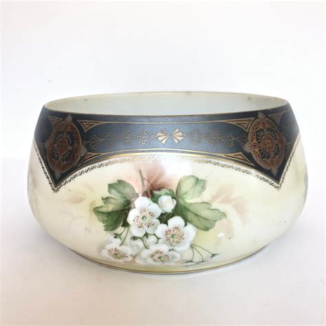 Antique Rs Germany Apple Blossom Porcelain Bowl C1910 Etsy