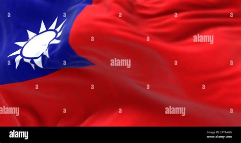 Detail Of The Taiwan Flag Waving Stock Photo Alamy