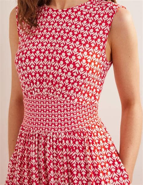 Thea Sleeveless Midi Dress Vermillion Tulip Pop Boden Uk