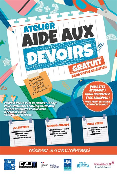 L Aide Aux Devoirs Avec Le Cajt Club D Animation Des Jeunes De Thiais