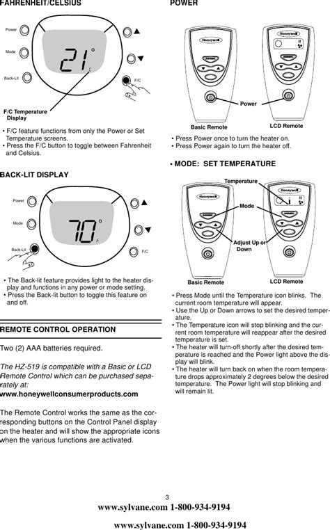 Honeywell Electric Heater Hz 519 Users Manual Owner's