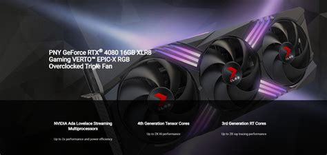 การ์ดจอ Pny Vga Rtx 4080 Xlr8 Gaming Verto Epic X Rgb Overclocked Triple Fan 16gb Gddr6x 256 Bit