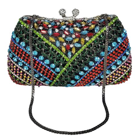 Bolsa Clutch Feminina De Festa Luxo Cristais E Strass Lika Bijuterias