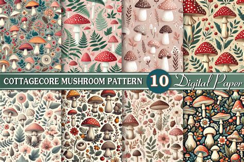 Cottagecore Mushroom Pattern Bundle Graphic By Magic World · Creative Fabrica