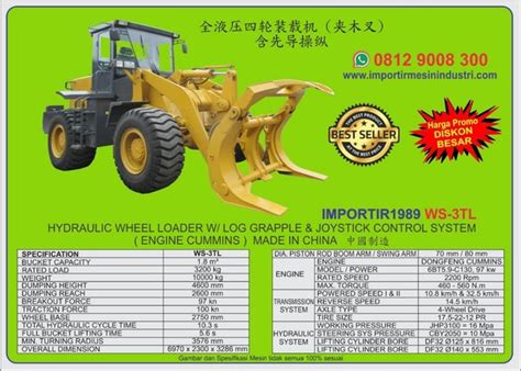 Jual Alat Berat Hydraulic Wheel Loader With Log Grapple Joystick