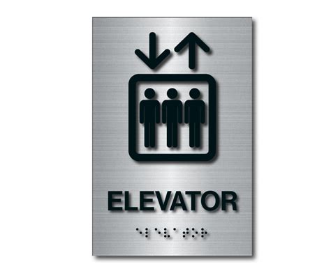 Brushed Aluminum Braille Elevator Sign 9″h X 6″w Harvey Signs Inc