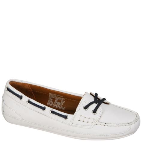 Sebago Women S Bala Moccasin Boat Shoes White Navy Free Uk Delivery