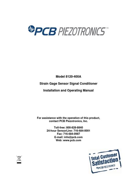 Model 8120 400a Strain Gage Sensor Signal Conditioner Installation And Operating Manual Pdf