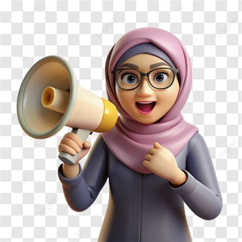 Garota Hijab Gráfico 3d De Megafone PNG Lenço De Cabeça Megafone