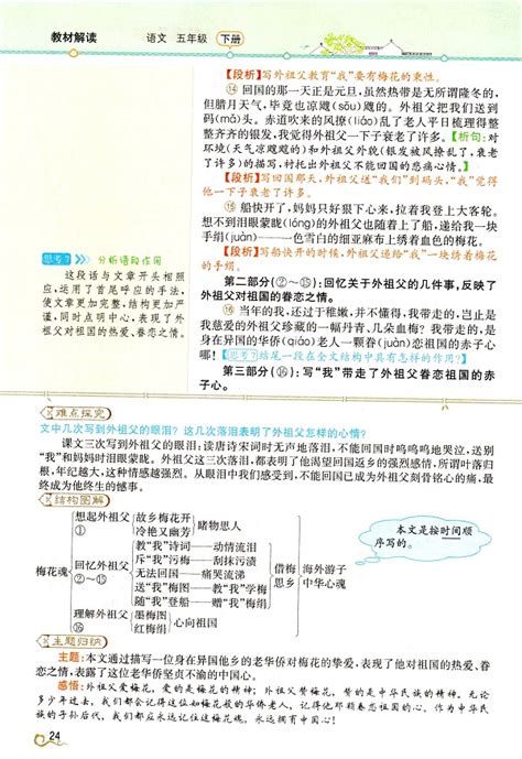 《第一单元·梅花魂》教材解读新人教部编版小学五年级语文下册人教版小学课本