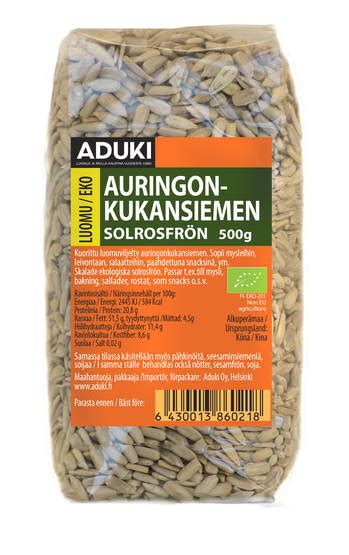 Luomu Auringonkukansiemen Aduki Ekosoppi Verkkokauppa