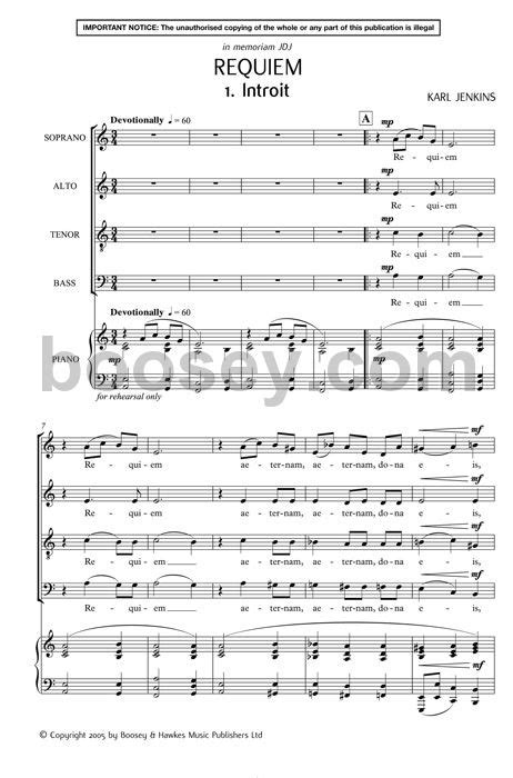 Karl Jenkins - Requiem SATB & Piano (Vocal Score)