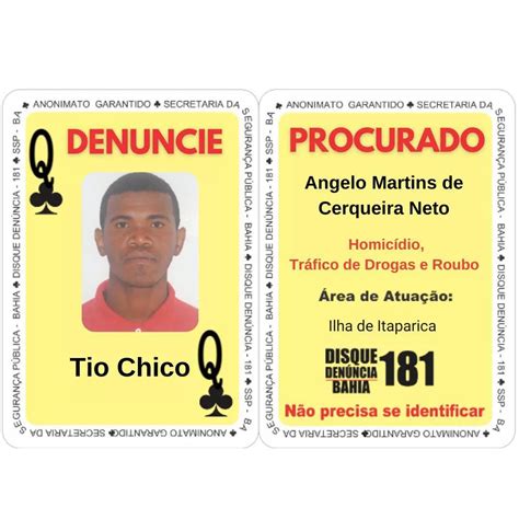 Tio Chico Do Cv E Mais Dois Bandidos Entram No Baralho Do Crime Da Ssp