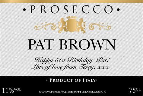 Personalised Prosecco Label Grey Authentic Personalised Bottle Labels