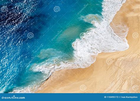 Aerial View To Tropical Sandy Beach And Blue Ocean Stock Photo Image