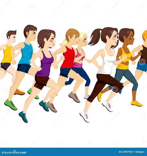 Group of Athletes Running stock vector. Illustration of competition