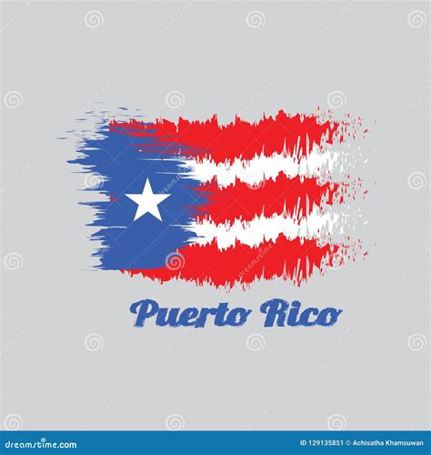 Brush Style Color Flag Of Puerto Rico With Text Puerto Rico Stock