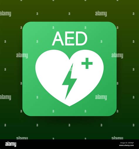 Emergency First Aid Defibrillator Sign White Heart Icon And White Cross Icon Vector Stock