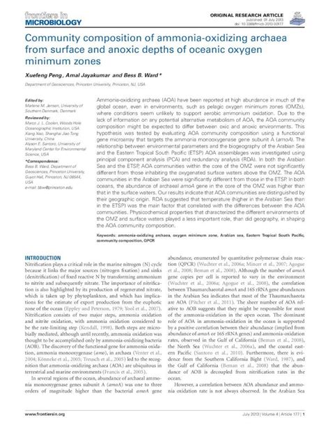 PDF Community Composition Of Ammonia Oxidizing Archaea From