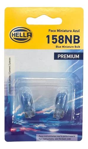 2x Bulbos Halógeno Hella Premium Focos Oem T10 158nb Blue 3w Meses