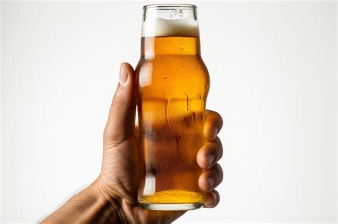 Premium Photo Refreshing Brew Hand Holds Beer Isolated On A White