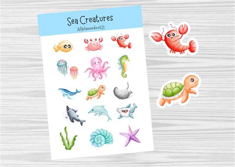 Sea Creature Stickers Planner Stickers Sea Life Stickers Underwater