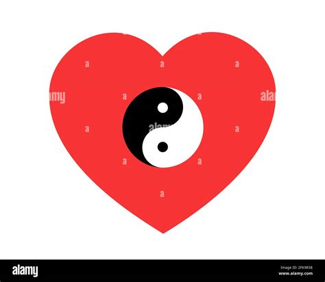 Love heart with symbol of Ying and Yang - complementary harmony in love relationship. Harmonic ...