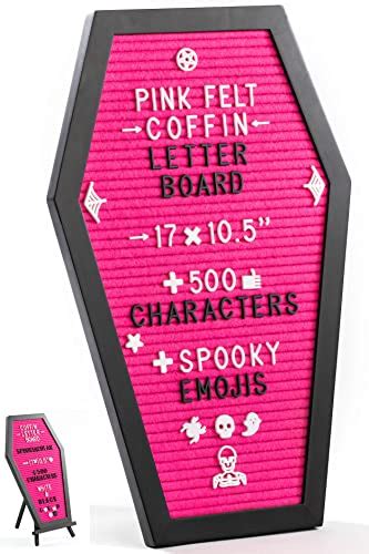 Throne Zombonn Coffin Letter Board Pink With Spooky Emojis 500 Characters And Wooden Stand