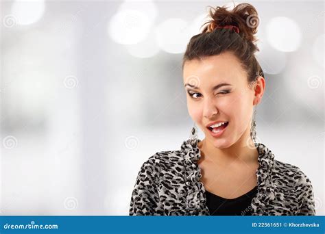 Woman Coquette Flirt Winking Stock Image Image Of Close Fresh 22561651