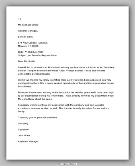 30 Greatest Job Transfer Letter Sample And Template Redlinesp