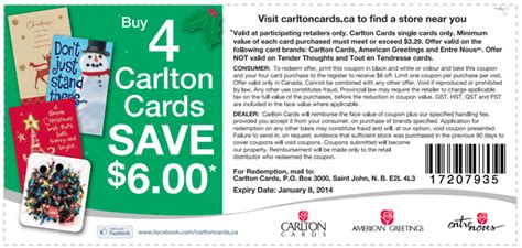 Carlton Cards Canada Coupons: Save $6 on 4 Carlton Holiday Cards! - Hot Canada Deals Hot Canada ...