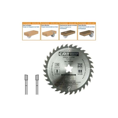 lame de scie circulaire CMT pour coupes en longueur diamètre 190mm