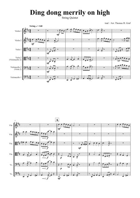 Ding Dong Merrily On High Swing String Quintet Arr Thomas H Graf