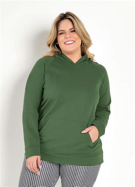 Casaco Verde Militar Capuz Plus Size Marguerite