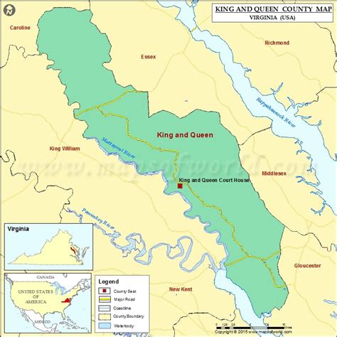 King and Queen County Map, Virginia