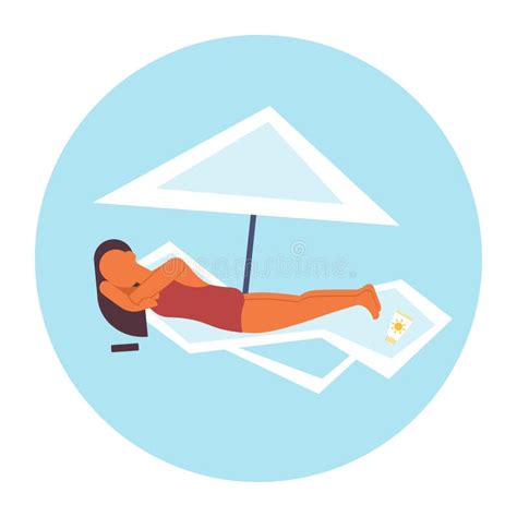 Beautiful Girl Lying On A Sun Lounger Vector Stock Vector