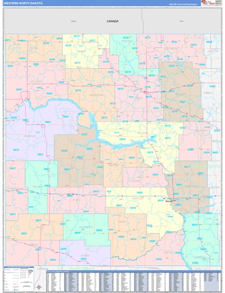 North Dakota Western Wall Map Color Cast Style By Marketmaps Mapsales