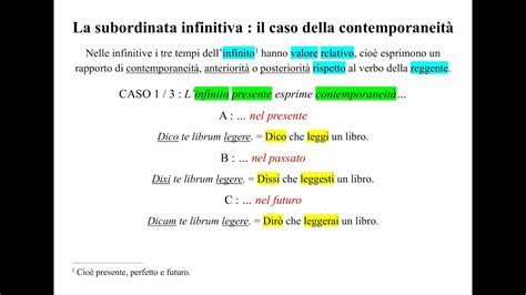 Le infinitive con l infinito presente il rapporto di contemporaneità