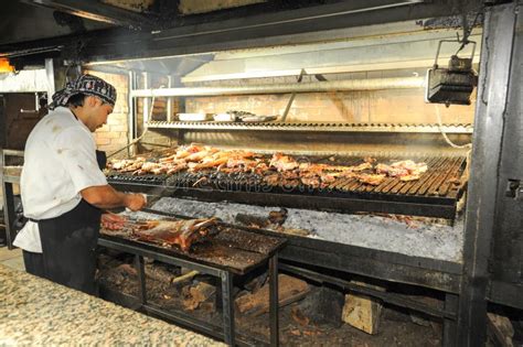 Cook On The Bbq Grill At A Restaurant Of Mendoza Argentina Editorial