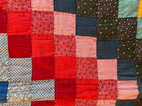 Antique Multicolored Trip Around The World Quilt Usa Late 19th