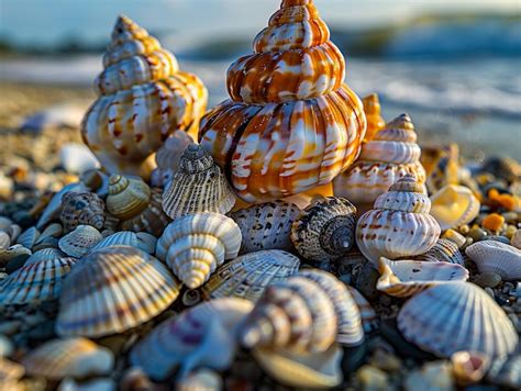 Premium Photo | Shells on the beach of the sea and ocean