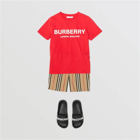 Logo Print Cotton T-shirt in Bright Red | Burberry United States