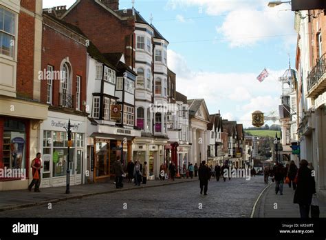 The High Street Guildford Town Centre Surrey England Looking West