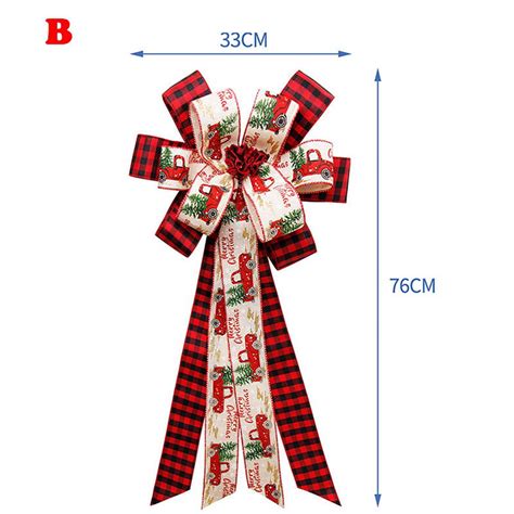 Buffalo Plaid Christmas Tree Topper Red Black Burlap Decorative Bow For