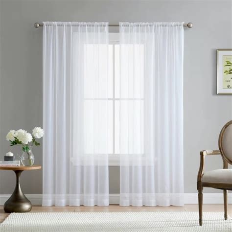 2 Packs Basic Rod Pocket Sheer Voile Window Curtain Panels Sizes