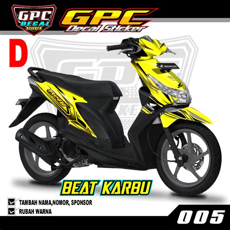 Decal Sticker Beat Karbu Minimalis Striping Dekal Stiker Beat Karbu