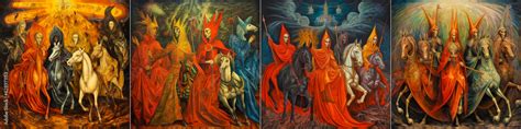 depicts   horsemen   apocalypse   mythological painting