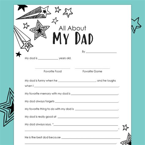 Free Fathers Day Questionnaire Printable Worksheets Library