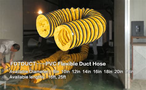 25FT Ducting Hose PVC 14IN Flexible Duct Hosing With Adjustable Rope S